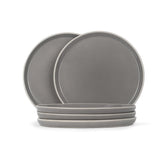 Ceramic Dinner Plates Set Of 6 Pieces, Grey With White Rim Carving Series | Ceramic Plates Set - Glossy Finish Plate Set | Ceramic Dinner Plates - Plates Set For Dinner | Microwave Safe